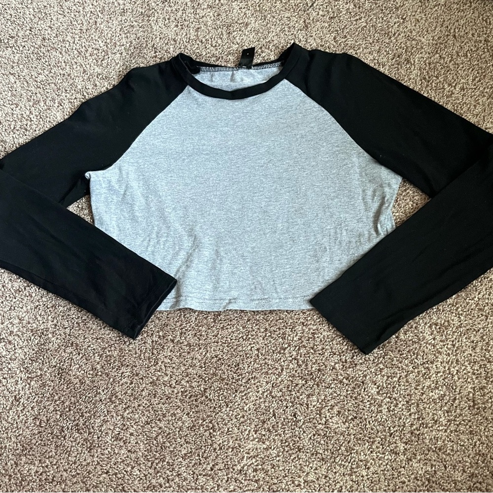 SHEIN Gray and Black Crop Top